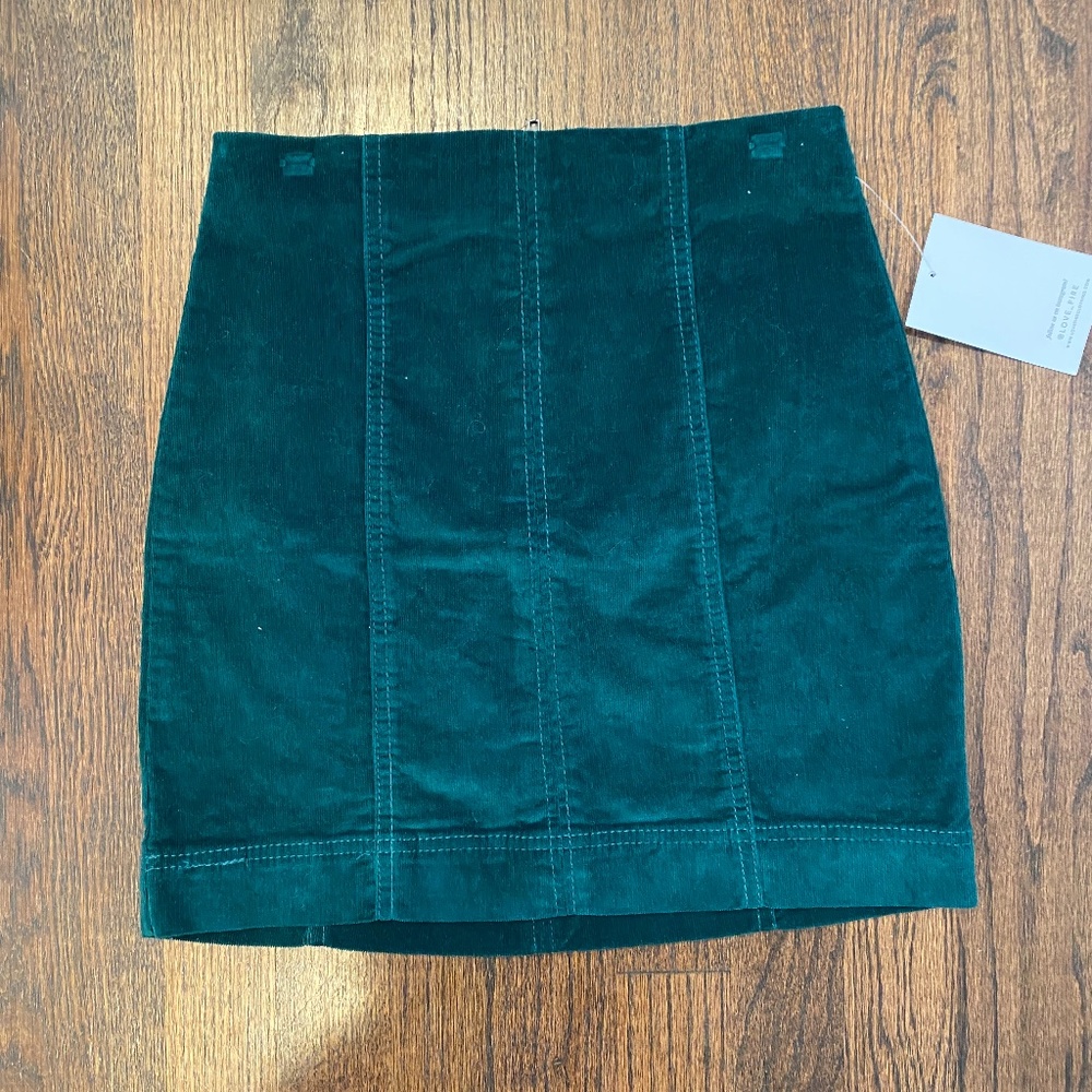 Green Velvet Mini Skirt